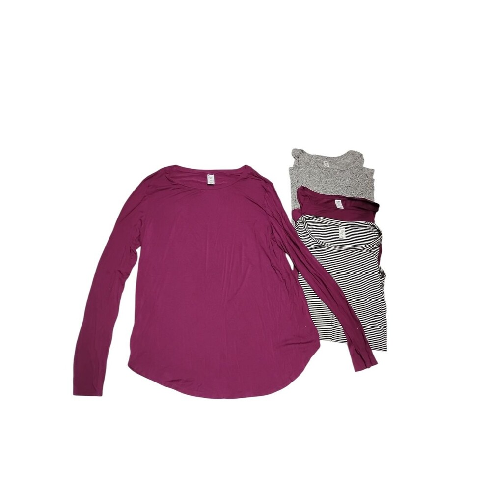Old Navy Luxe Long Sleeve Scoop Neck Tops - Lot Of 4 Purple Gray Blk Stripe XL